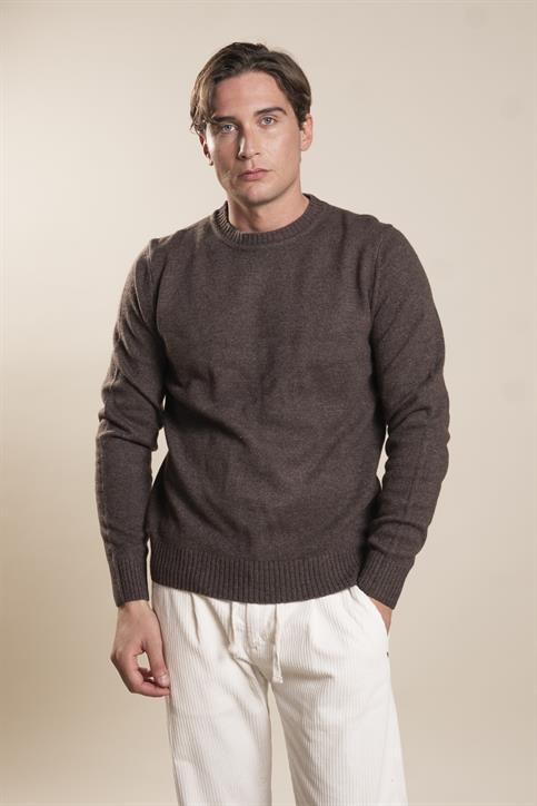 ROUND NECK LAMBSWOOL BROWN