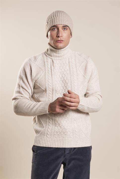 TURTLENECK CABLE MOULINE' CREAM