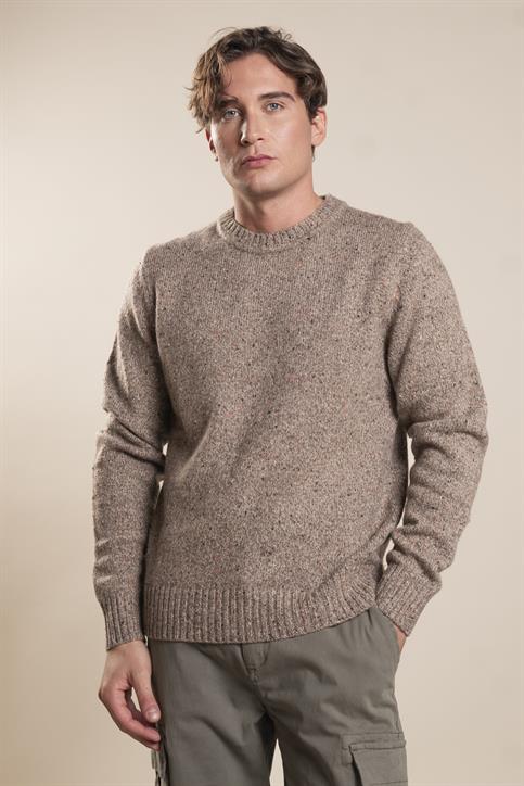 ROUND NECK MIXED WOOL NAPS BEIGE