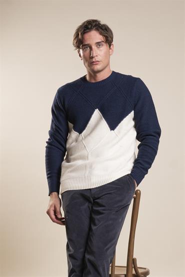 ROUND NECK DIAMOND LAMBSWOOL NAVY