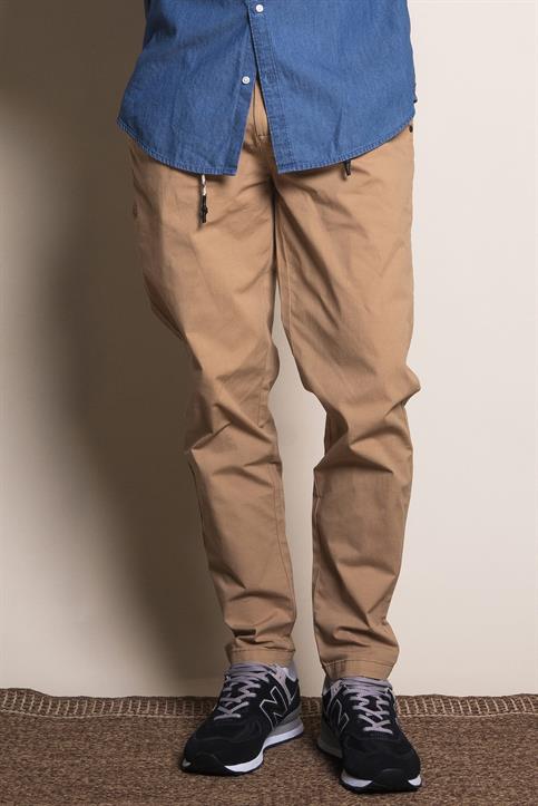 CHINO LONG COMF.POPELINE CANVAS F/D BEIGE