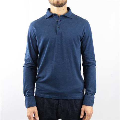 POLO L/S OXFORD PIQUET SOFT INDACO