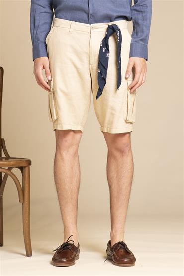 CARGO SHORT COMF.MIXED LINEN G/D DESERT