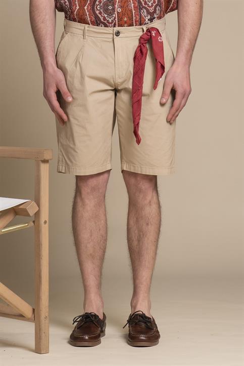 CHINO SHORT COMF.PINCES POPELINE G/D DESERT
