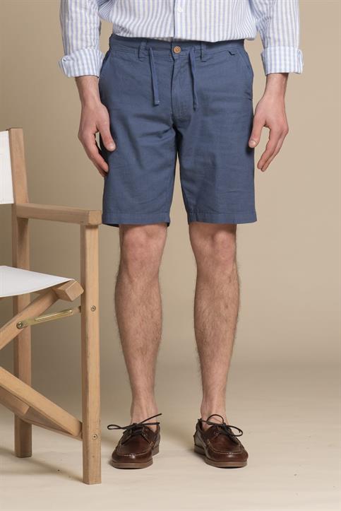CHINO SHORT COMF.MIXED LINEN G/D DENIM
