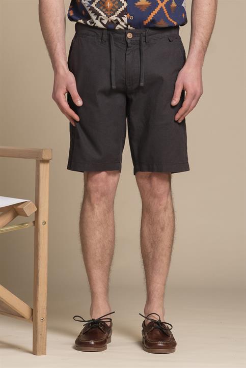 CHINO SHORT COMF.MIXED LINEN G/D BLACK