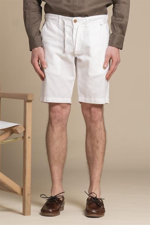 CHINO SHORT COMF.MIXED LINEN G/D WHITE