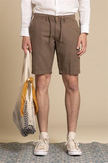 CHINO SHORT COMF.MIXED LINEN G/D MUD