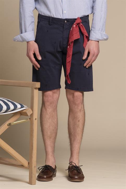 CHINO SHORT COMF.TWILL STRETCH G/D EMBROIDERY NAVY