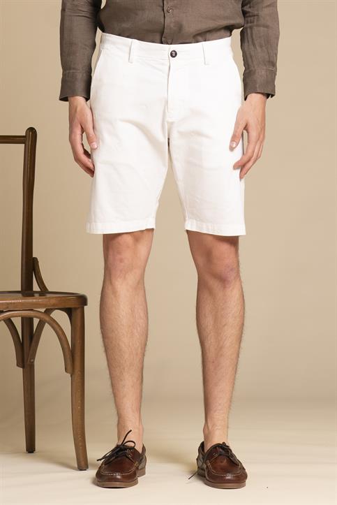 CHINO SHORT COMF.TWILL STRETCH G/D EMBROIDERY WHITE