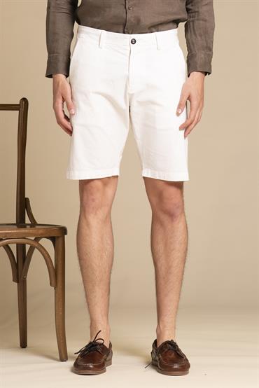 CHINO SHORT COMF.TWILL STRETCH G/D EMBROIDERY WHITE