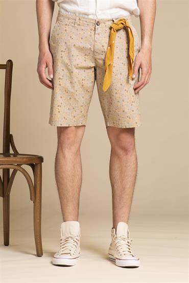 CHINO SHORT COMF.POPELINE ALLOVER PRN G/D DESERT