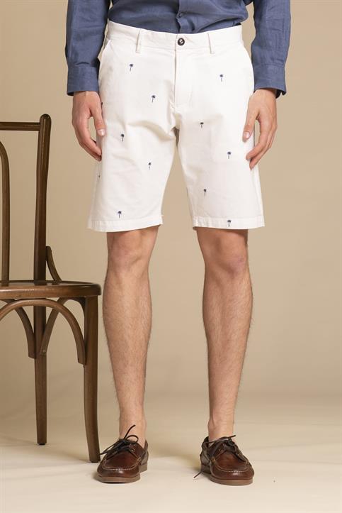 CHINO SHORT COMF.TWILL STRETCH G/D EMBROIDERY WHITE