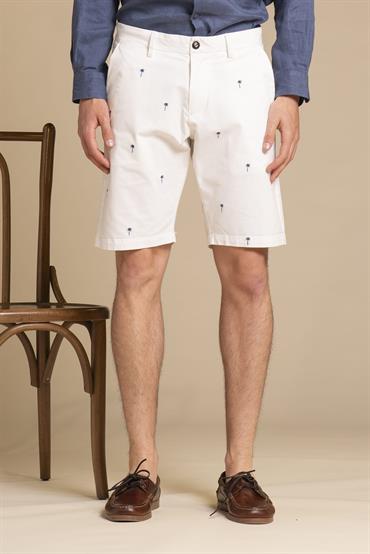 CHINO SHORT COMF.TWILL STRETCH G/D EMBROIDERY WHITE