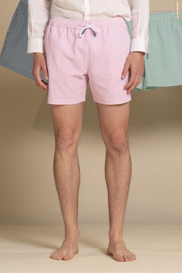 SWIMMING TRUNKS SEERSUCKER PINK STRIPE
