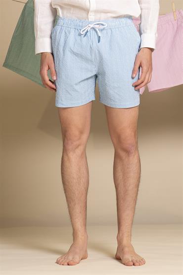 SWIMMING TRUNKS SEERSUCKER SKY STRIPE
