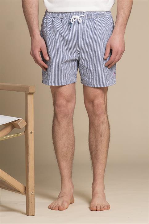 SWIMMING TRUNKS SEERSUCKER NAVY STRIPE