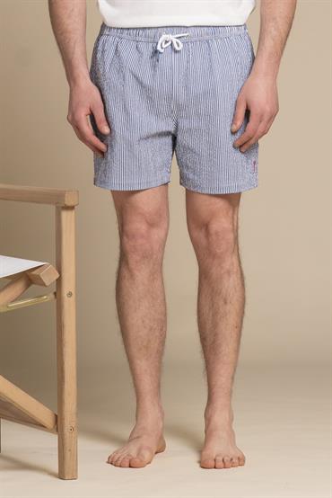 SWIMMING TRUNKS SEERSUCKER NAVY STRIPE