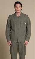 4 PKT JACKET MIXED LINEN F/D MIL.GREEN