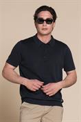 SWEATER POLO S/S COTTON ACID WASH NAVY