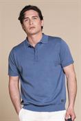 SWEATER POLO S/S COTTON ACID WASH INDACO