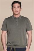 SWEATER POLO S/S COTTON ACID WASH SALVIA