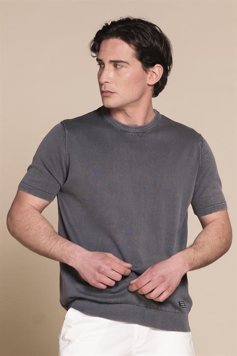 SWEATER ROUND NECK S/S COTTON ACID WASH C.ROCK