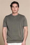 SWEATER ROUND NECK S/S COTTON ACID WASH SALVIA