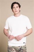 SWEATER ROUND NECK S/S COTTON ACID WASH WHITE