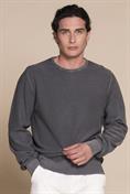 SWEATER ROUND NECK L/S CTN RICE STITCH ACID WASH C.ROCK