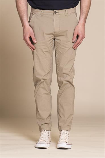 CHINO LONG SLIM POPELINE G/D TAUPE