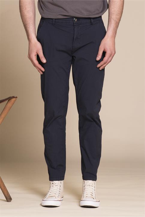 CHINO LONG SLIM POPELINE G/D NAVY