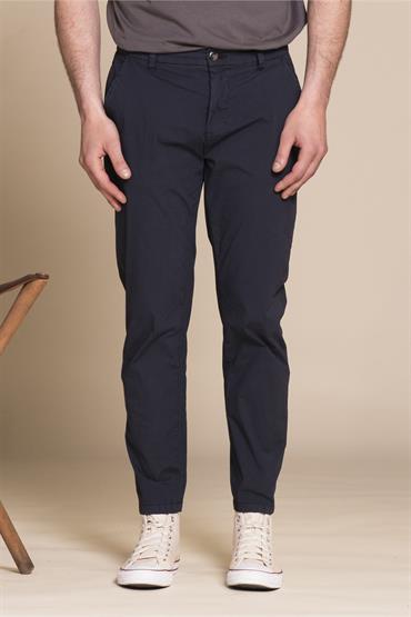 CHINO LONG SLIM POPELINE G/D NAVY