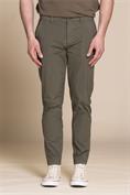 CHINO LONG SLIM POPELINE G/D MIL.GREEN