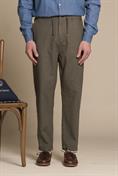 CHINO LONG COMF.MIXED LINEN G/D ARMY GREEN
