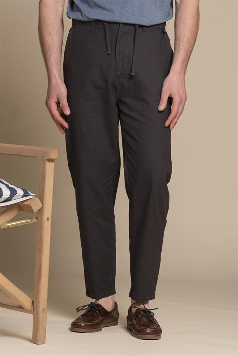 CHINO LONG COMF.MIXED LINEN G/D BLACK