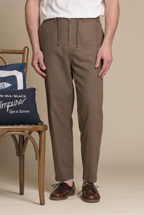 CHINO LONG COMF.MIXED LINEN G/D MUD