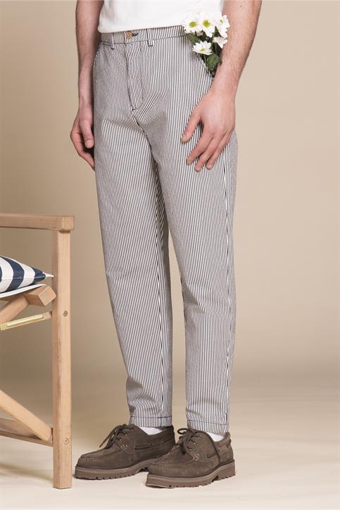 CHINO LONG COMF.SEERSUCKER Y/D NAVY STRIPE