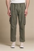 CARGO LONG COMF.MIXED LINEN F/D MIL.GREEN