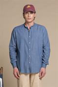 COREANA COLLAR L/S SLIM LT.DENIM SLUB G/W BLUE