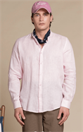 COREANA COLLAR L/S SLIM 100% LINEN F/D E/W PINK