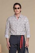 ITALIAN COLLAR L/S SLIM SOFT COTTON SLUB WHITE