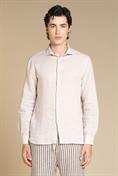 FRENCH COLLAR L/S SLIM 100% LINEN F/D E/W ECRU