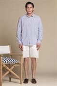 FRENCH COLLAR L/S SLIM SEERSUCKER Y/D LT.BLUE STRIPE