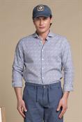 FRENCH COLLAR L/S SLIM SOFT LINEN/COTTON WHITE