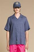 BOWLING SHIRT S/S COMF.100% LINEN F/D E/W DENIM