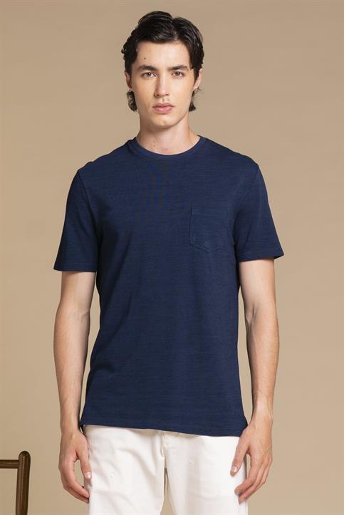TSHIRT PKT S/S INDIGO SLUB PIQUET E/W DK.INDIGO