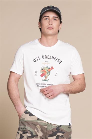 T-SHIRT PRN S/S JERSEY SOLID F/D CARBON FINISH WHITE