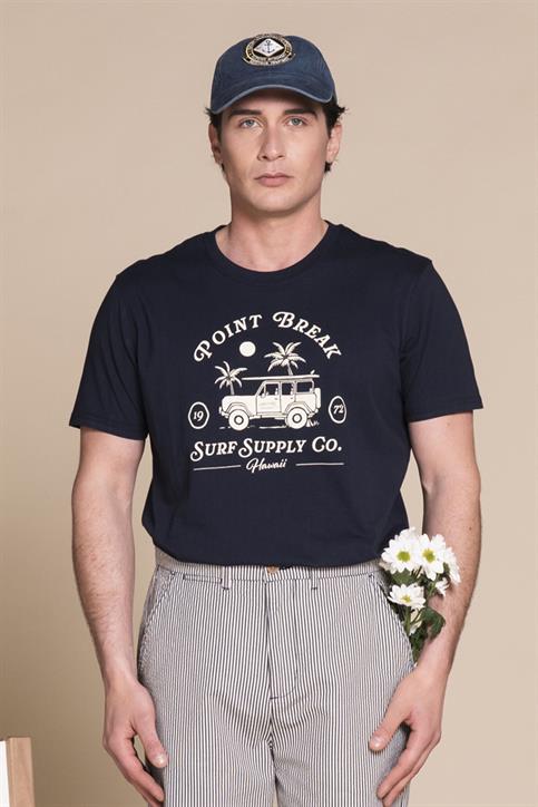 T-SHIRT PRN S/S JERSEY SOLID F/D CARBON FINISH NAVY