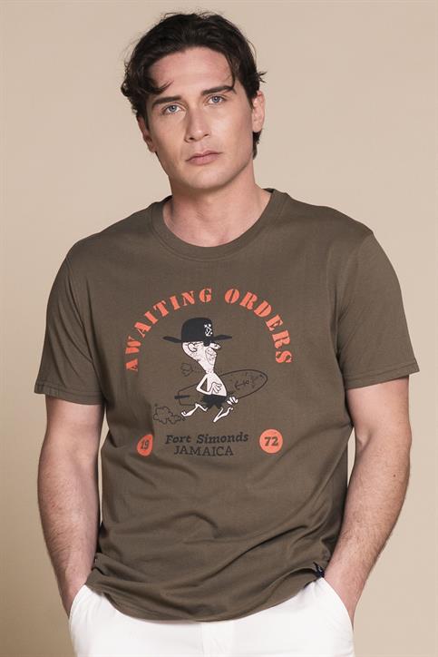 T-SHIRT PRN S/S JERSEY SOLID F/D CARBON FINISH MIL.GREEN
